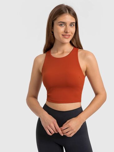 ABOCIW High Neck Longline Sports Bras for Women Racerback Padded Workout Crop Tank Tops with Built in Bra in Saudi Arabia