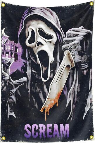 VkeiD Scream Horror Movie 2x3 FT نسيج ديكور الغرفة ملصق المفروشات لديكور غرفة النوم في الكلية، كهف الرجل (ho2) in Saudi Arabia