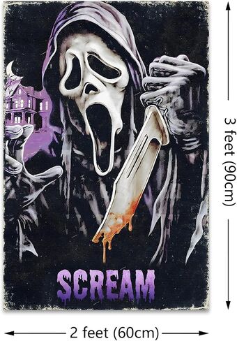 VkeiD Scream Horror Movie 2x3 FT نسيج ديكور الغرفة ملصق المفروشات لديكور غرفة النوم في الكلية، كهف الرجل (ho2) in Saudi Arabia