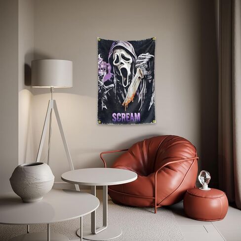 VkeiD Scream Horror Movie 2x3 FT نسيج ديكور الغرفة ملصق المفروشات لديكور غرفة النوم في الكلية، كهف الرجل (ho2) in Saudi Arabia