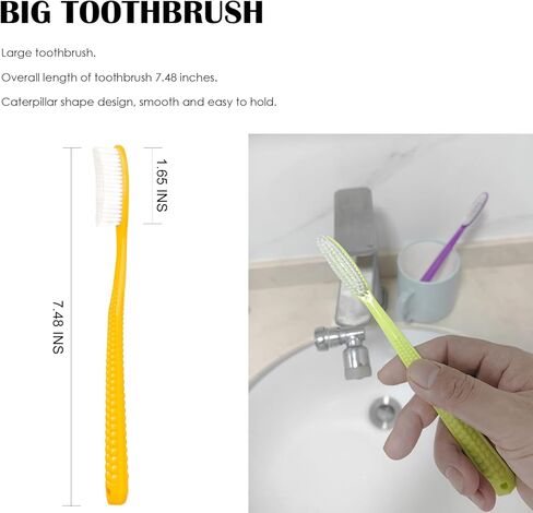 فرشاة أسنان برأس ضخمة من إيزي أونور، فرشاة أسنان متوسطة ناعمة للبالغين، فرشاة أسنان فحمية (شعيرات الفحم، 8 عبوات). in Kuwait