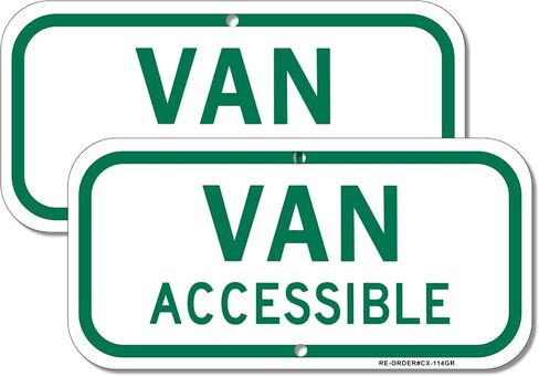Van Accessible Sign 2 Pack, Handicap Parking Sign, 6" x 12" Engineer Grade Reflective Aluminum, Waterproof, Easy to Mount in Kuwait
