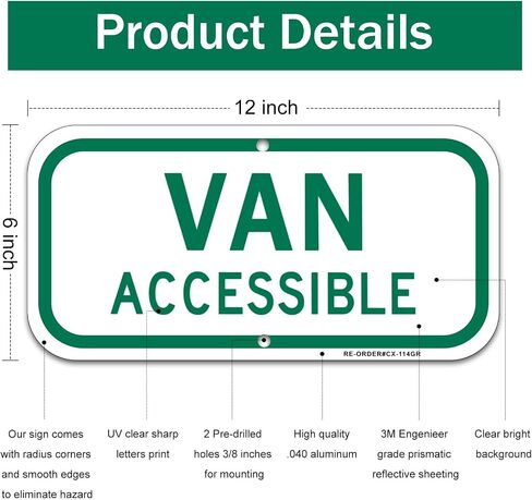 Van Accessible Sign 2 Pack, Handicap Parking Sign, 6" x 12" Engineer Grade Reflective Aluminum, Waterproof, Easy to Mount in Kuwait