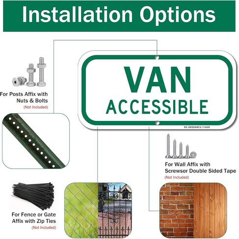 Van Accessible Sign 2 Pack, Handicap Parking Sign, 6" x 12" Engineer Grade Reflective Aluminum, Waterproof, Easy to Mount in Kuwait