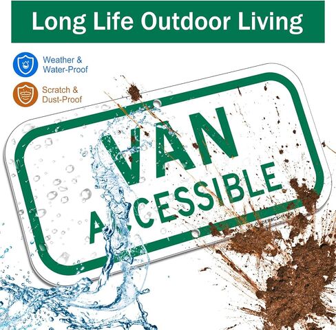Van Accessible Sign 2 Pack, Handicap Parking Sign, 6" x 12" Engineer Grade Reflective Aluminum, Waterproof, Easy to Mount in Kuwait
