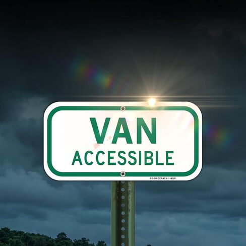 Van Accessible Sign 2 Pack, Handicap Parking Sign, 6" x 12" Engineer Grade Reflective Aluminum, Waterproof, Easy to Mount in Kuwait