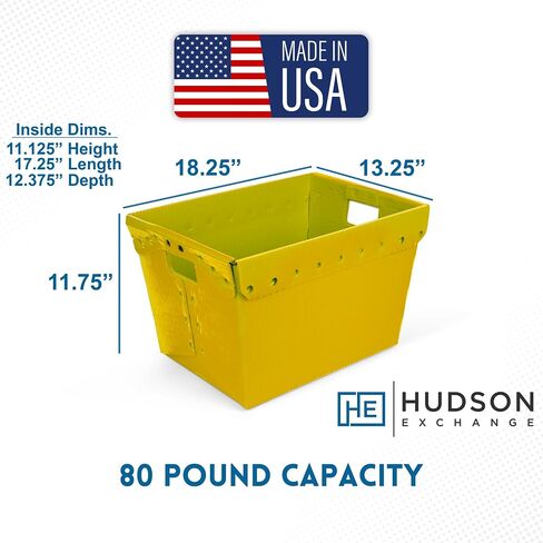 Hudson Exchange 18.25 x 13.25 x 11.75 (1 Pack) Corrugated Space Age Handled Storage Container Mail Tote, Black in Saudi Arabia