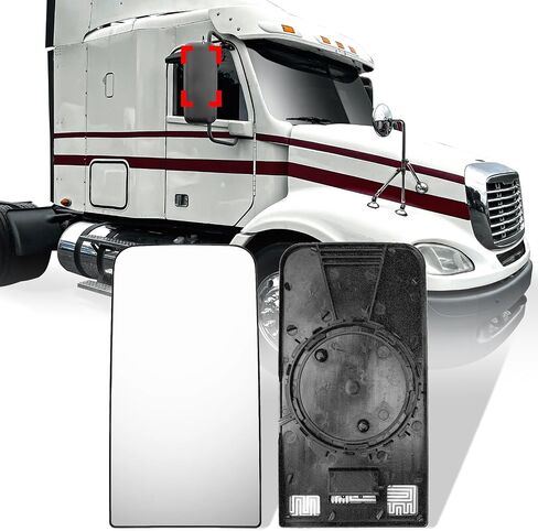 Upper Mirror Glass Convex with Defrost Heat Grey for Freightliner Columbia, Black in Saudi Arabia