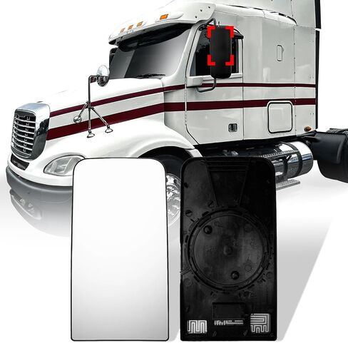 Upper Mirror Glass Convex with Defrost Heat Grey for Freightliner Columbia, Black in Saudi Arabia