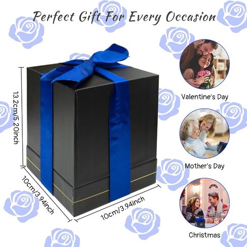 4 Pcs Fresh Preserved Roses in a Box Forever Real Flowers Birthday Valentine's Day Gifts Eternal Love for Her Women Mom(Black, Black Box) in Saudi Arabia