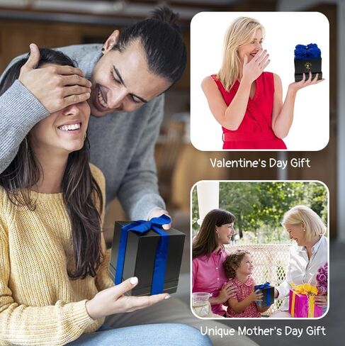 4 Pcs Fresh Preserved Roses in a Box Forever Real Flowers Birthday Valentine's Day Gifts Eternal Love for Her Women Mom(Black, Black Box) in Saudi Arabia