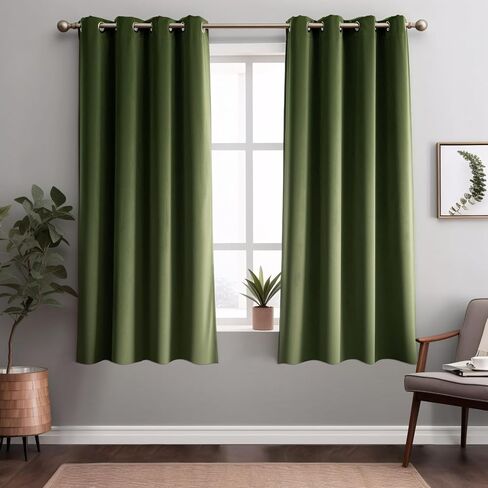Olive Green Velvet Curtains 84 inches 2 Panels Set, Super Soft Grommet Curtains for Living Room Noise Reducing Room Darkening Luxury Velvet Curtains for Bedroom Decor W52 x L84 inches in Kuwait