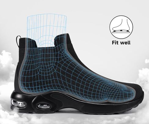 LARNMERN Steel Toe Shoes for Men Women Water Resistant Work Boots Non Slip Safety Sneakers Slip On Industrial Air Cushion Chelsea Boots in Kuwait