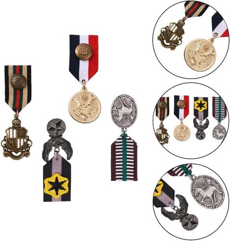SUPERFINDINGS Brooch Pin Republique Francaise Eagle Hanging Charms Lapel Pins Military Hero Medals Retro Shield Geometric Alloy Medal Brooch Pins with Safety Chains in Saudi Arabia