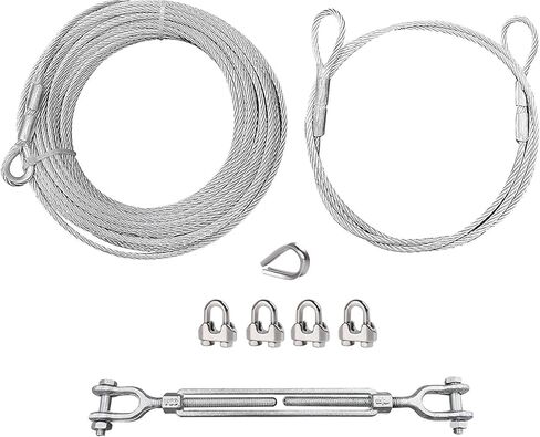 1/4 Galvanized Steel Cable, 75ft Wire Rope Kit Include Turnbuckle, Cable Clamps and Thimble, 7x19 Strand, 4200 lbs Breaking Strength, Steel Aircraft Cable for Yard Zipline, Deck Railing in Saudi Arabia