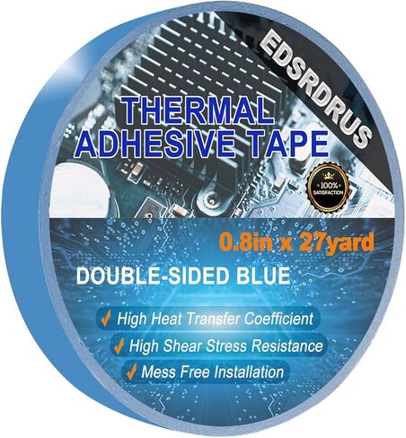 شريط لاصق حراري 0.4 بوصة × 82 قدم شريط موصل حراريًا عالي الأداء، متانة عالية، يُستخدم على المشتت الحراري، شرائط LED، وحدة المعالجة المركزية للكمبيوتر، وحدة معالجة الرسومات، إلخ in Kuwait