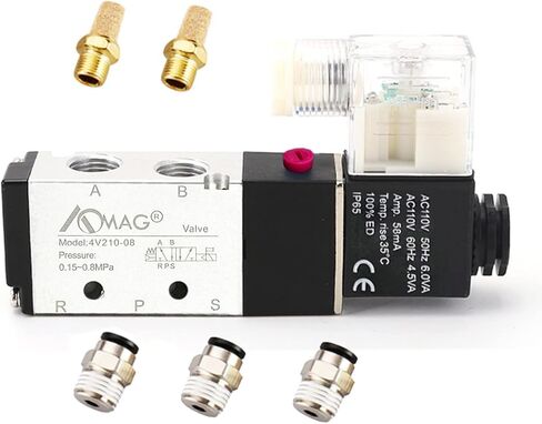 AOMAG هوائي 1/4 "PT صمام الملف اللولبي 4V210-08 تيار مستمر 24 فولت ملف واحد يعمل بالكهرباء 2 موضع 5 طريقة اتصال نوع in Saudi Arabia
