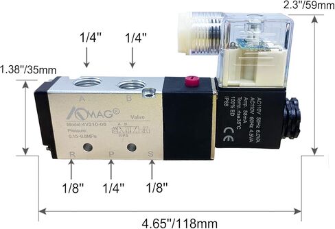 AOMAG هوائي 1/4 "PT صمام الملف اللولبي 4V210-08 تيار مستمر 24 فولت ملف واحد يعمل بالكهرباء 2 موضع 5 طريقة اتصال نوع in Saudi Arabia