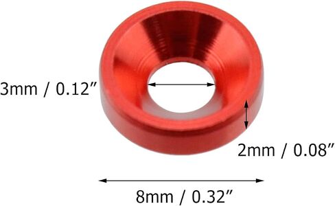 60 Pieces M3 Countersunk Washers Aluminum Alloy Countersunk Washers Cup Shim M3 Head Washers Gaskets Cone Cup Washers Accessories Parts - Black in Saudi Arabia