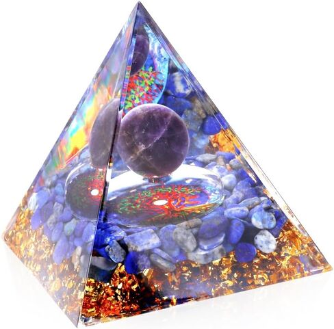 Healing Crystals Pyramid and Healing Stones, Orgone Pyramid Positive Energy Amethyst Crystal Orgonite Healing Stones Pyramid for Resist Stress, Home Décor (A) in Saudi Arabia