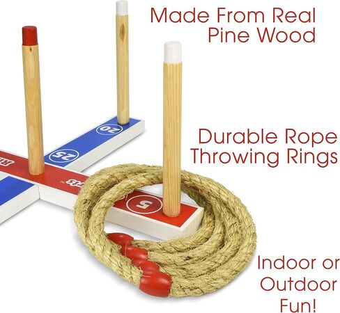 GoSports Premium Wooden Ring Toss Game for Kids & Adults - Classic or Disney in Saudi Arabia