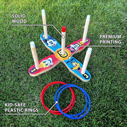 GoSports Premium Wooden Ring Toss Game for Kids & Adults - Classic or Disney in Saudi Arabia