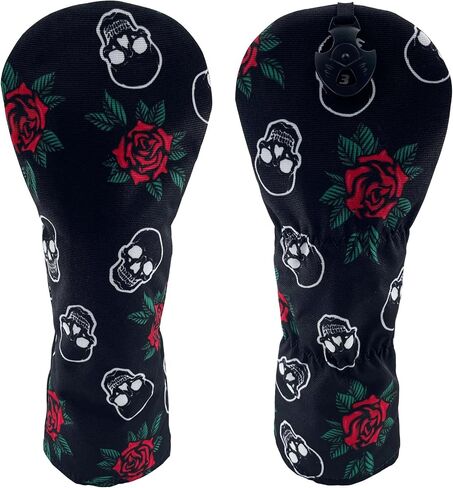 Golf Club Printing Flower and Skull Mallet Putter Cover, Fairway Wood and Hybrid Nylon Headcover in Saudi Arabia
