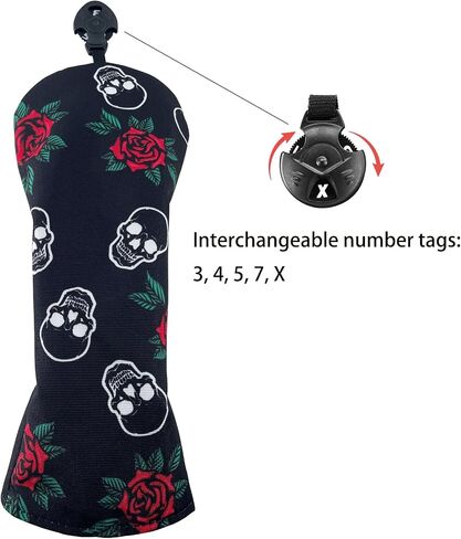 Golf Club Printing Flower and Skull Mallet Putter Cover, Fairway Wood and Hybrid Nylon Headcover in Saudi Arabia