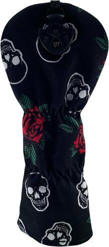 Golf Club Printing Flower and Skull Mallet Putter Cover, Fairway Wood and Hybrid Nylon Headcover in Saudi Arabia