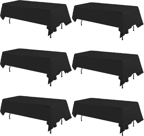 1 Pack Black Table Cloth Rectangle Table 60 x 102 Inch Tablecloths for 6 Foot Rectangle Tables. Stain and Winkle Resistant Polyester Washable Table Cloths for Parties Wedding Dining in Saudi Arabia