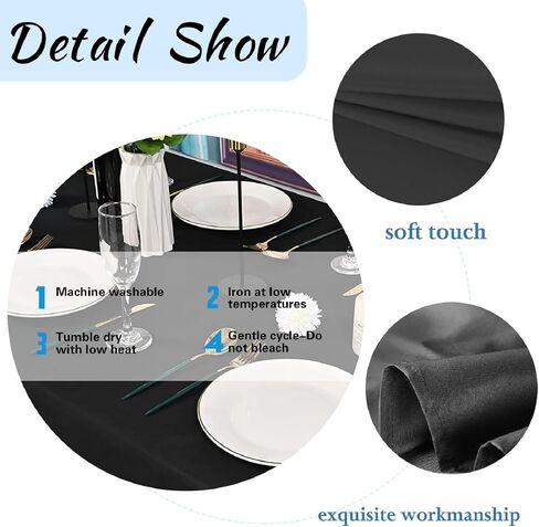 1 Pack Black Table Cloth Rectangle Table 60 x 102 Inch Tablecloths for 6 Foot Rectangle Tables. Stain and Winkle Resistant Polyester Washable Table Cloths for Parties Wedding Dining in Saudi Arabia