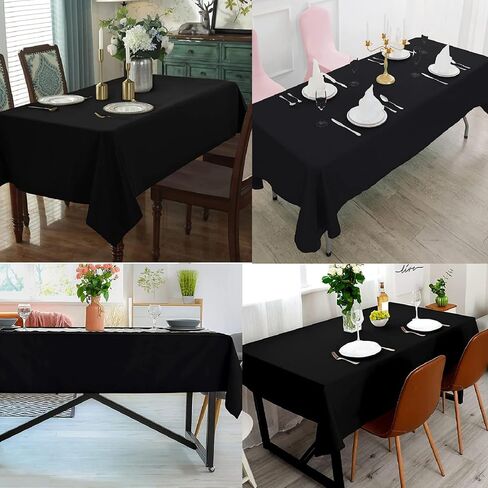1 Pack Black Table Cloth Rectangle Table 60 x 102 Inch Tablecloths for 6 Foot Rectangle Tables. Stain and Winkle Resistant Polyester Washable Table Cloths for Parties Wedding Dining in Saudi Arabia