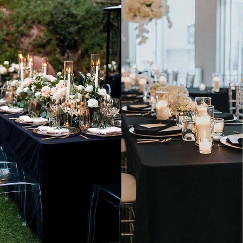 1 Pack Black Table Cloth Rectangle Table 60 x 102 Inch Tablecloths for 6 Foot Rectangle Tables. Stain and Winkle Resistant Polyester Washable Table Cloths for Parties Wedding Dining in Saudi Arabia
