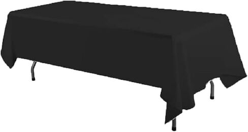 1 Pack Black Table Cloth Rectangle Table 60 x 102 Inch Tablecloths for 6 Foot Rectangle Tables. Stain and Winkle Resistant Polyester Washable Table Cloths for Parties Wedding Dining in Saudi Arabia