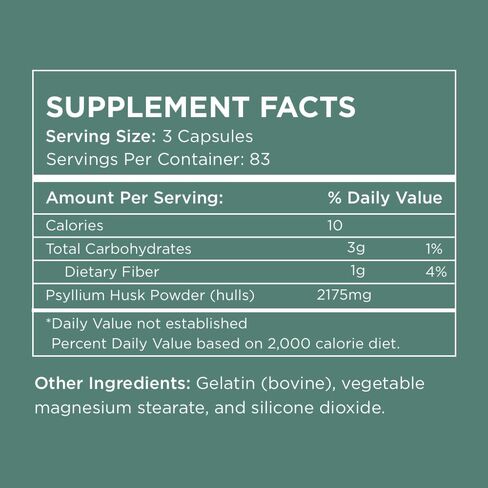 مكمل يومي لألياف قشر السيلليوم من بيور للرجال وبيور فور هير | انتظام الجهاز الهضمي ودعم صحة الأمعاء | مسحوق الألياف القابلة للذوبان، 2175 مجم لكل حصة | 250 كبسولة in Kuwait
