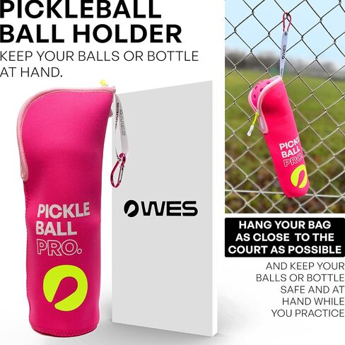 WES Pickleball Ball Holder - with Metal Hook for Fence/Backpack | Pickleball Pro Neoprene Pickleball Holder for Balls | Pickleball Ball Bag in Saudi Arabia