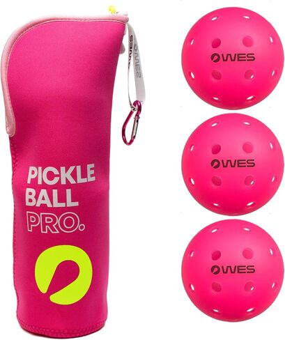 WES Pickleball Ball Holder - with Metal Hook for Fence/Backpack | Pickleball Pro Neoprene Pickleball Holder for Balls | Pickleball Ball Bag in Saudi Arabia