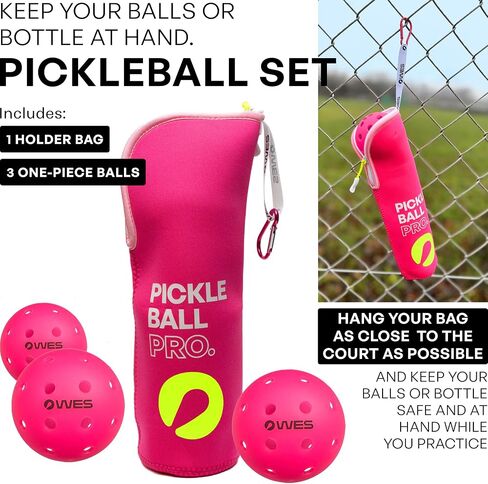 WES Pickleball Ball Holder - with Metal Hook for Fence/Backpack | Pickleball Pro Neoprene Pickleball Holder for Balls | Pickleball Ball Bag in Saudi Arabia
