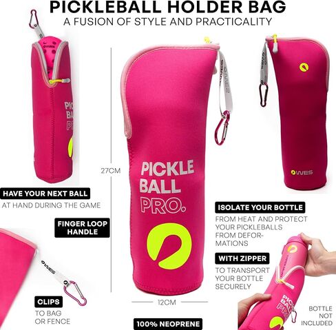 WES Pickleball Ball Holder - with Metal Hook for Fence/Backpack | Pickleball Pro Neoprene Pickleball Holder for Balls | Pickleball Ball Bag in Saudi Arabia