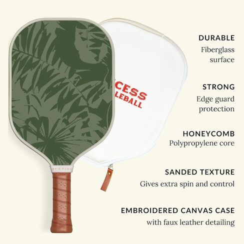 Recess Pickleball Paddles Set of 2 Paddles with 3, 40-Hole Pickle Balls - Fiberglass Surface, Honeycomb Core - Sweatproof Foam Comfort Grip - Canvas Cover & Silicone Grip Ring - USAPA Approved in Saudi Arabia
