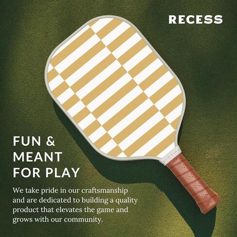 Recess Pickleball Paddles Set of 2 Paddles with 3, 40-Hole Pickle Balls - Fiberglass Surface, Honeycomb Core - Sweatproof Foam Comfort Grip - Canvas Cover & Silicone Grip Ring - USAPA Approved in Saudi Arabia
