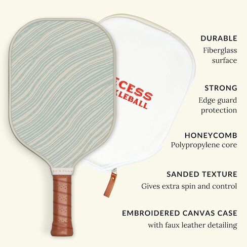 Recess Pickleball Paddles Set of 2 Paddles with 3, 40-Hole Pickle Balls - Fiberglass Surface, Honeycomb Core - Sweatproof Foam Comfort Grip - Canvas Cover & Silicone Grip Ring - USAPA Approved in Saudi Arabia