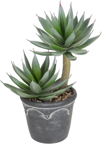 Hollyone Large Artificial Succulent Plants Fake Agave Succulent Plant Potted 13" Faux Plant in Vintage Cement Pot Succulent Aloe Plant Indoor for Desk Home Office Living Room Table Shelf Decor in Saudi Arabia