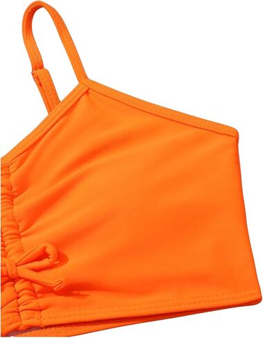Girl's 2 Piece High Waisted Bikini Sets Tropical Drawstring Swimsuit Bathing Suit Beach Shorts Set in Saudi Arabia