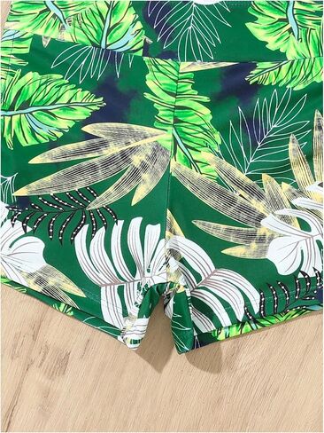 Girl's 2 Piece High Waisted Bikini Sets Tropical Drawstring Swimsuit Bathing Suit Beach Shorts Set in Saudi Arabia