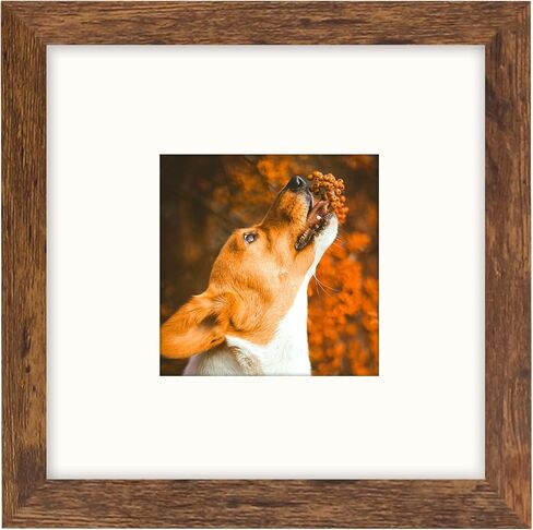 Brown 6x6 Picture Frame with Mat for 4x4 Display, Desk Wall Square Photo Frame for Horizontal and Vertical, 1 Pack in Saudi Arabia