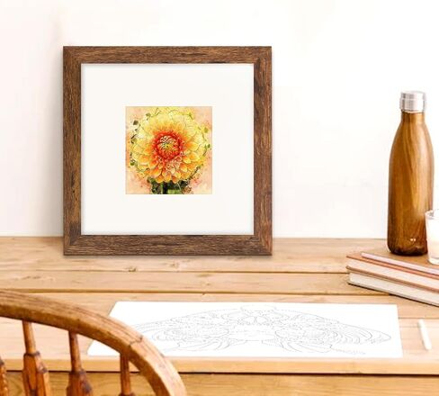 Brown 6x6 Picture Frame with Mat for 4x4 Display, Desk Wall Square Photo Frame for Horizontal and Vertical, 1 Pack in Saudi Arabia