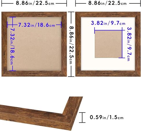 Brown 6x6 Picture Frame with Mat for 4x4 Display, Desk Wall Square Photo Frame for Horizontal and Vertical, 1 Pack in Saudi Arabia