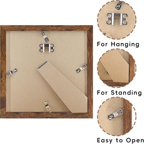Brown 6x6 Picture Frame with Mat for 4x4 Display, Desk Wall Square Photo Frame for Horizontal and Vertical, 1 Pack in Saudi Arabia