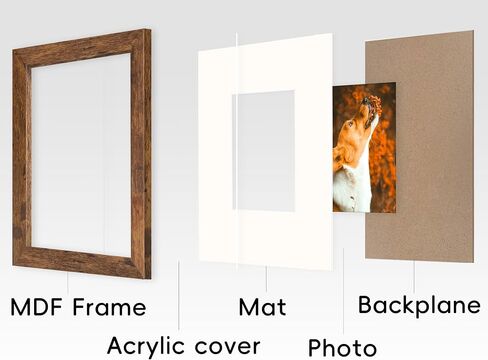 Brown 6x6 Picture Frame with Mat for 4x4 Display, Desk Wall Square Photo Frame for Horizontal and Vertical, 1 Pack in Saudi Arabia
